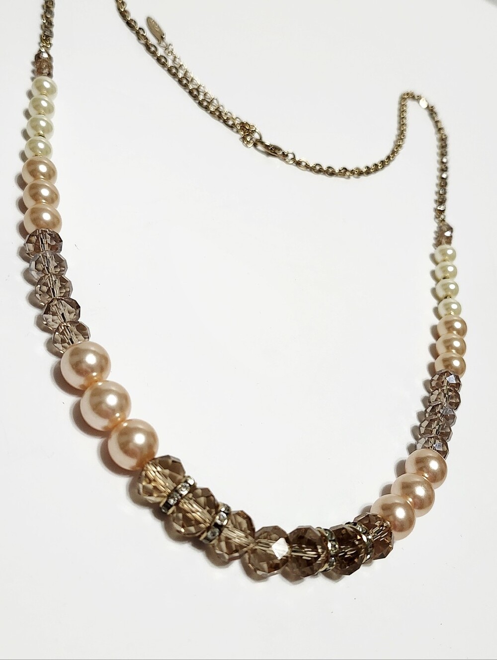 Nygard Gold Chain Necklace with Crystal Strand 34" +3"